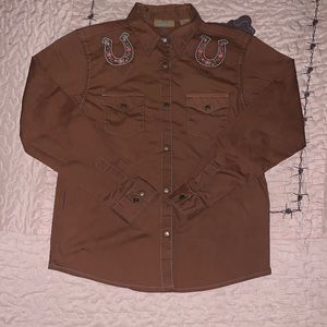 Girls Brown Wrangler Button Down| Size XXL|
